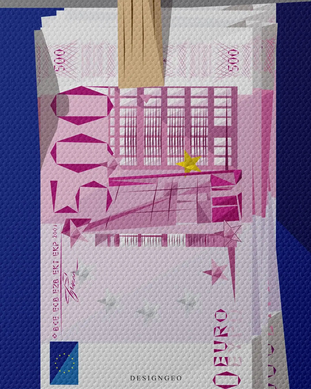 Artistic canvas illustration of Euro banknotes hanging to dry, symbolizing financial growth, profit, and the rewarding cycle of successful investments in a modern style