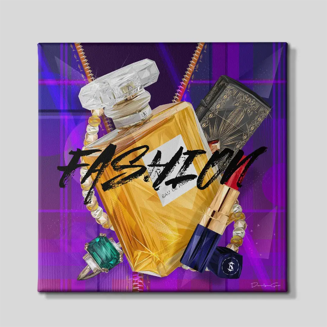 Modern canvas wall art featuring fashion items for interior decor