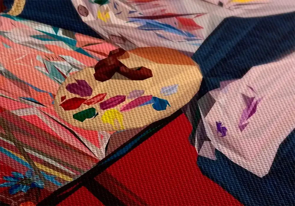 Fine art canvas texture detail of a colorful canvas wall art print