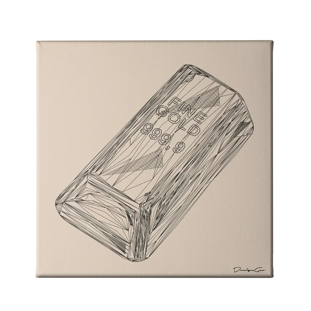 Fine Gold Bar Outline Canvas Wall Art