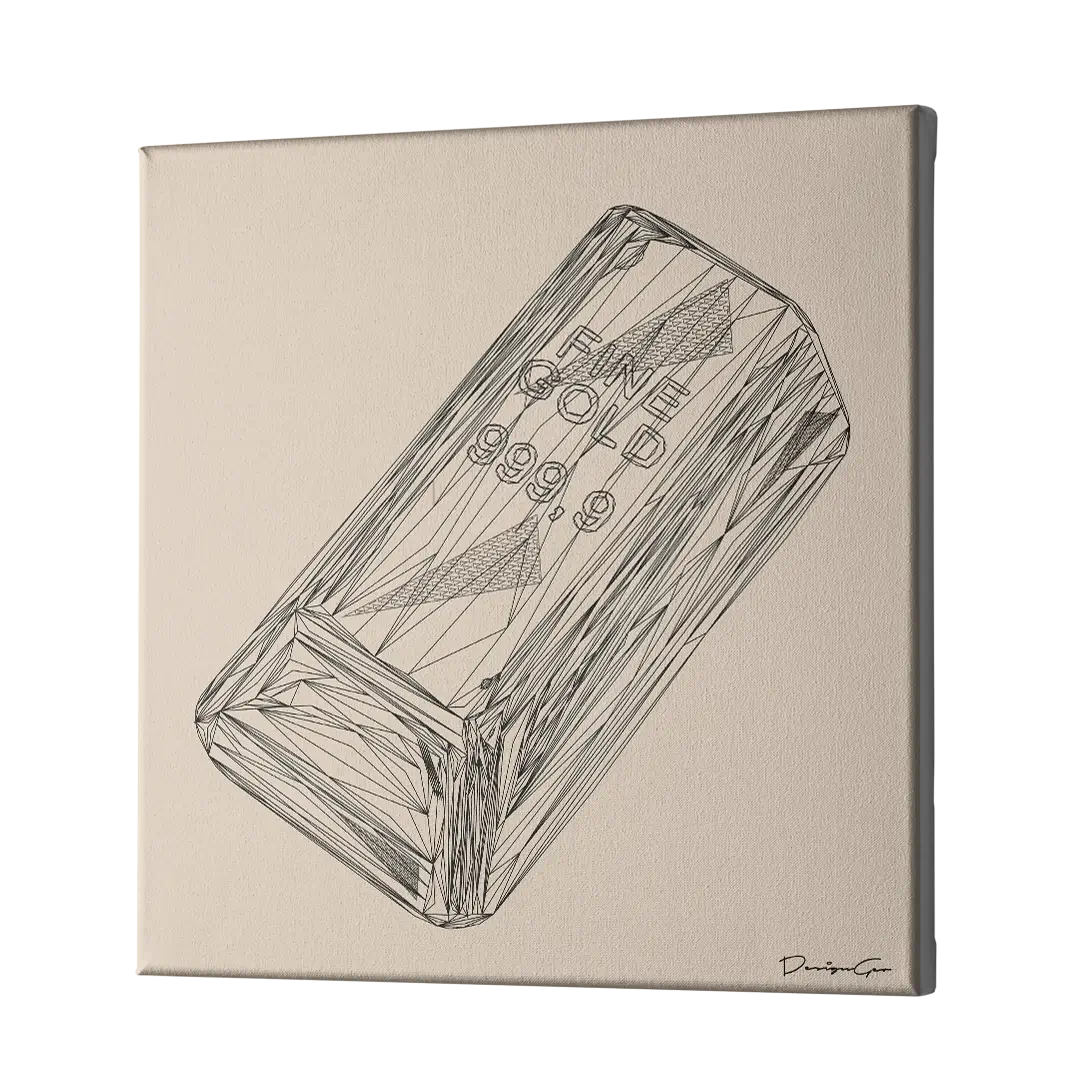 Fine Gold Bar Outline Canvas Wall Art