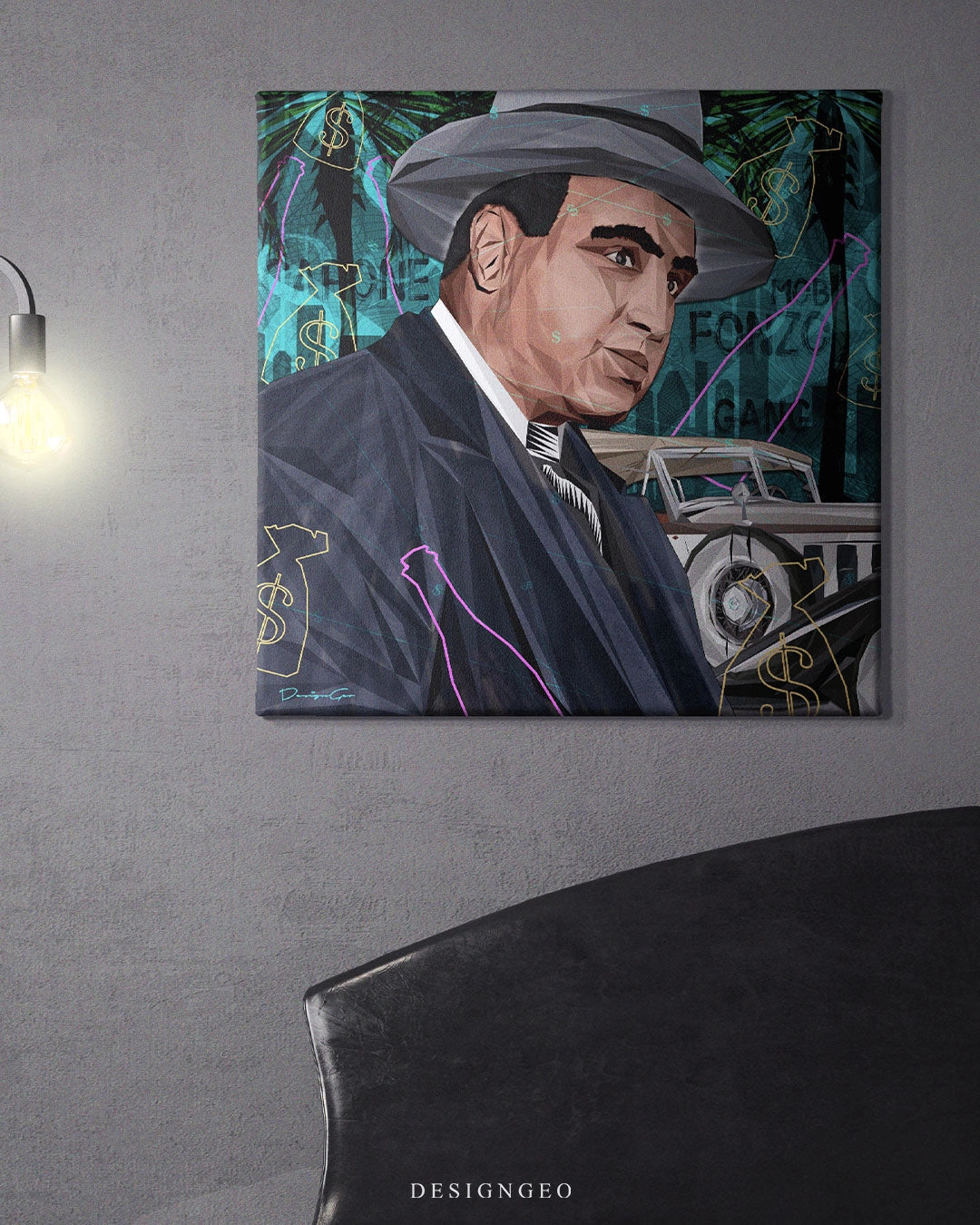 Gangster Al Capone Art Square Canvas Print by DesignGeo