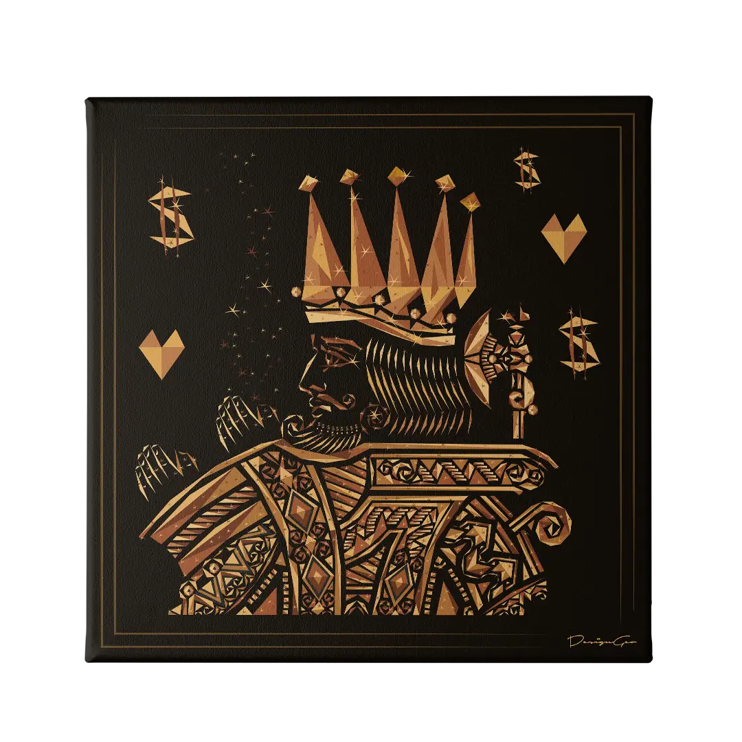 Fortune Card Gold King Canvas Wall Art