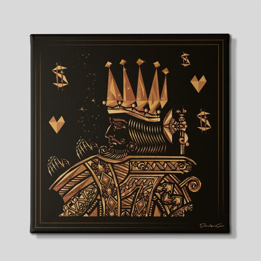 Fortune Card Gold King Canvas Wall Art