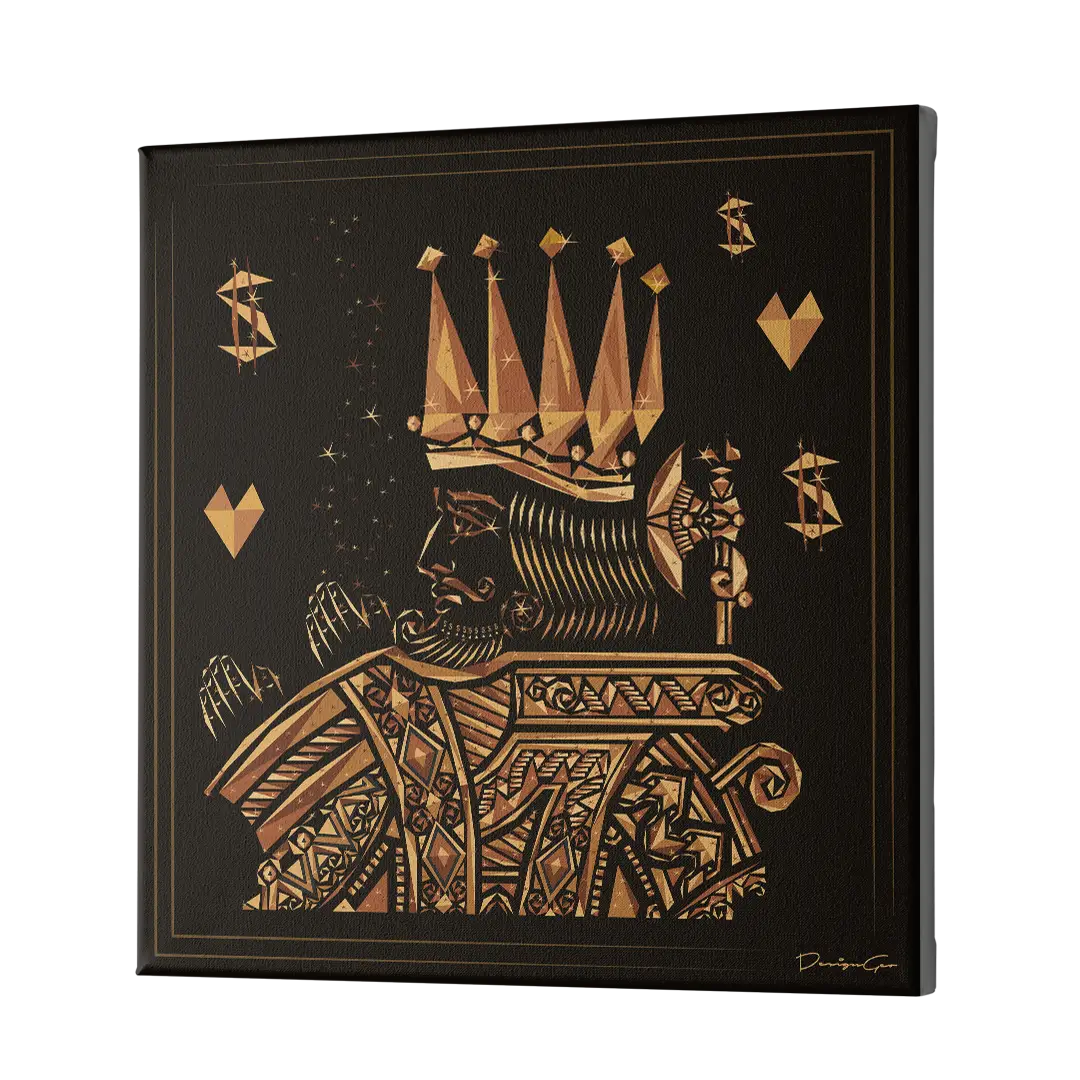 Fortune Card Gold King Canvas Wall Art