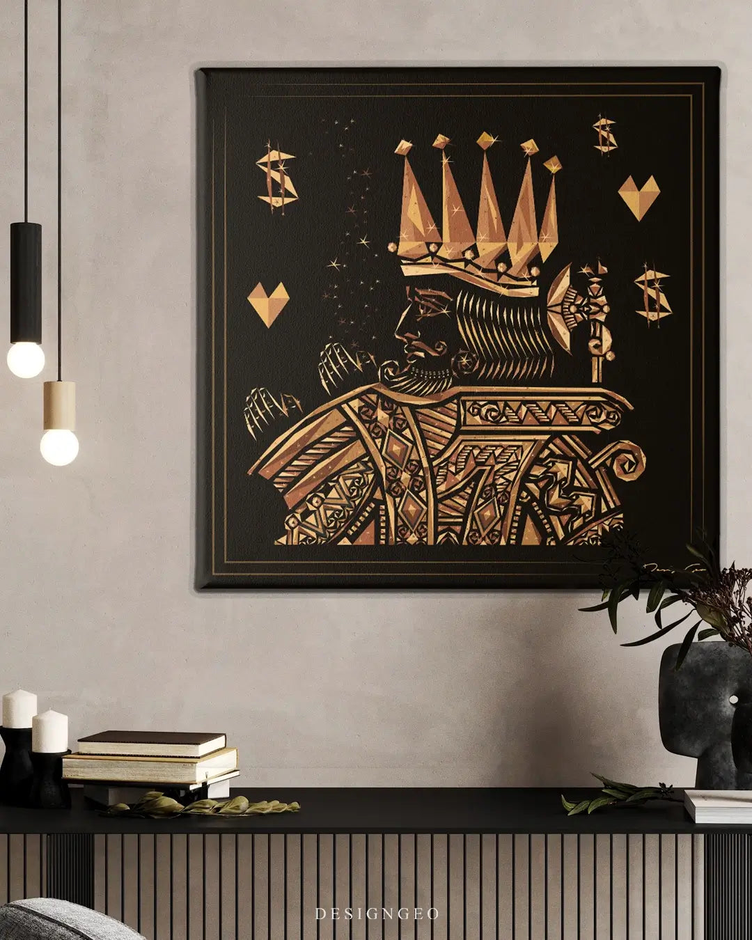 Fortune Card Gold King Canvas Wall Art