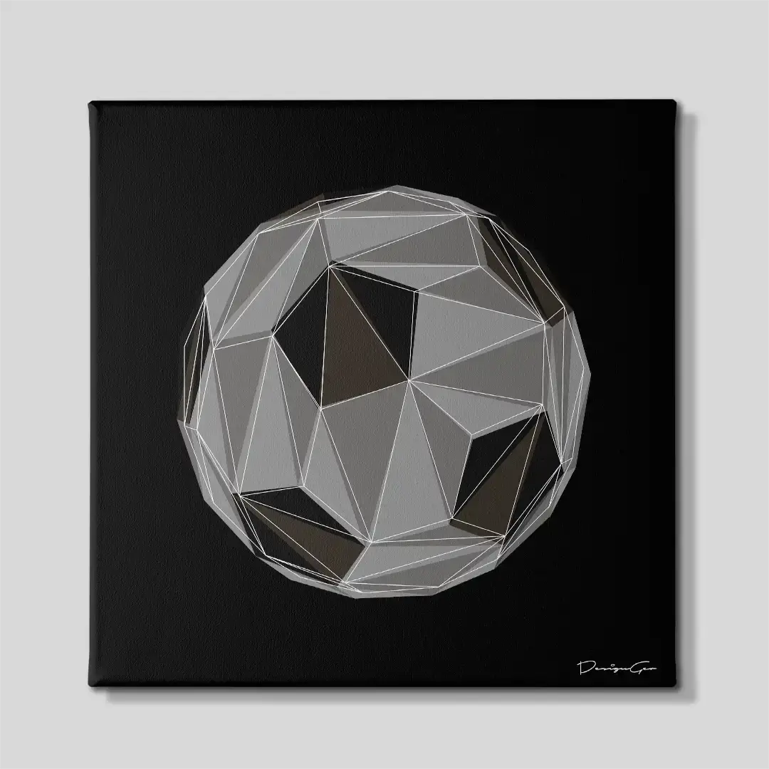 Frontal view of the Futbol square canvas wall art, a premium decorative schematic piece designed for football enthusiasts, game rooms, and modern livings