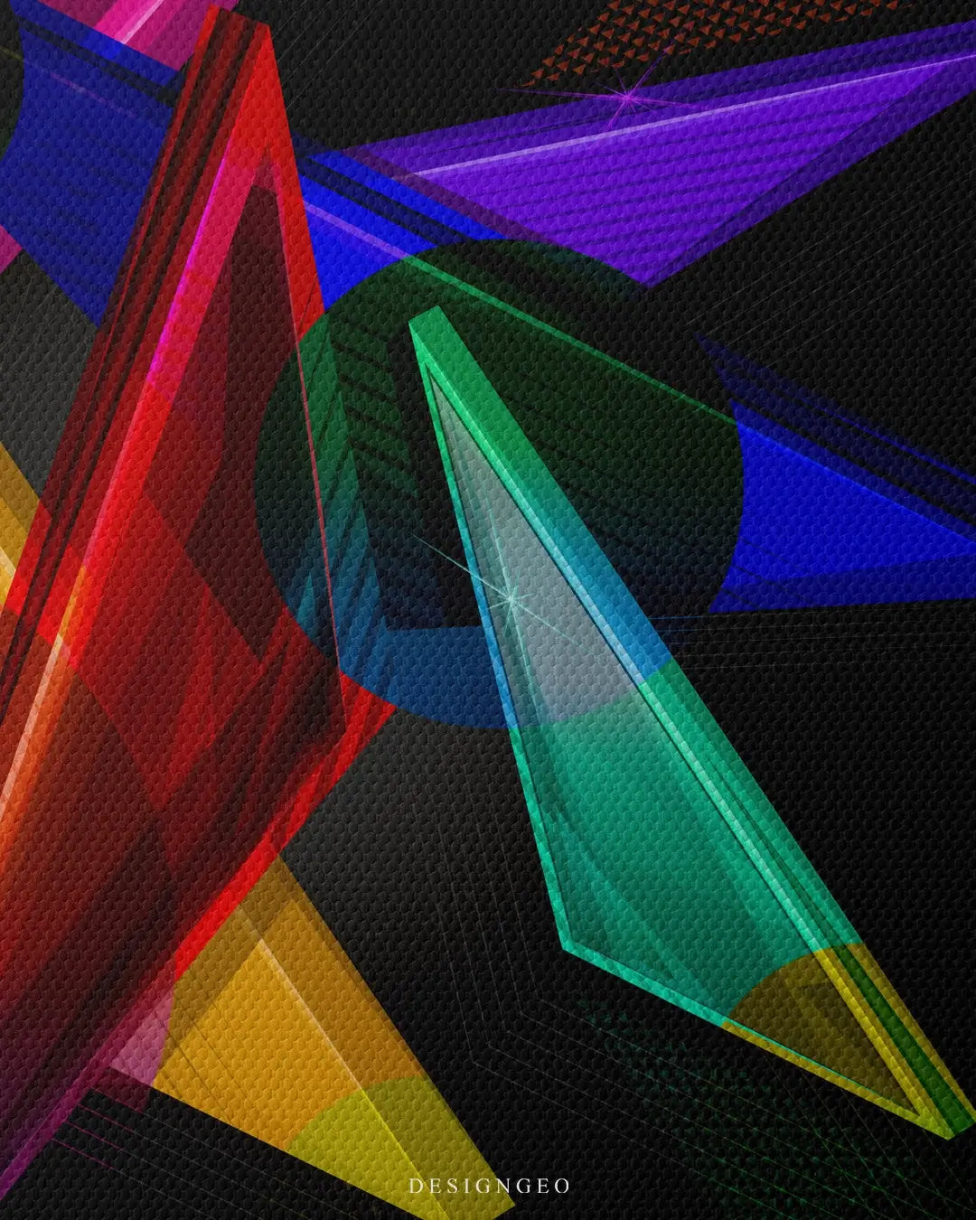 Artistic canvas illustration of minimalist neon triangles, symbolizing digital connectivity and futuristic design with a vibrant glowing aesthetic