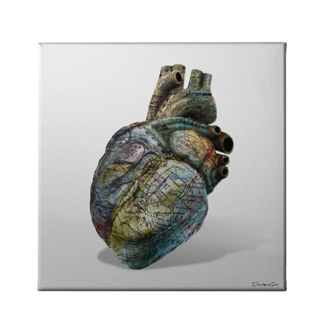 Globetrotter Heart Canvas Wall Art