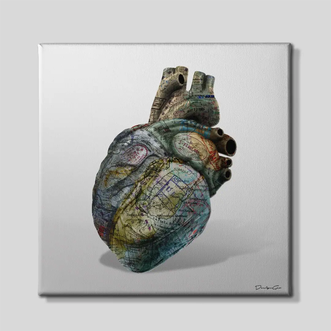 Globetrotter Heart Canvas Wall Art