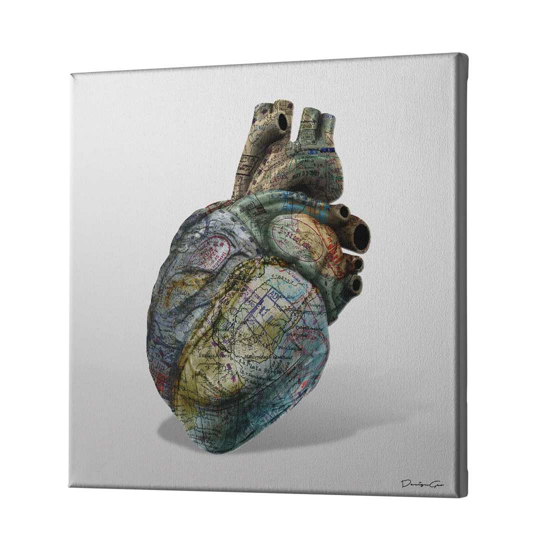 Globetrotters Heart Art Square Canvas Print by DesignGeo