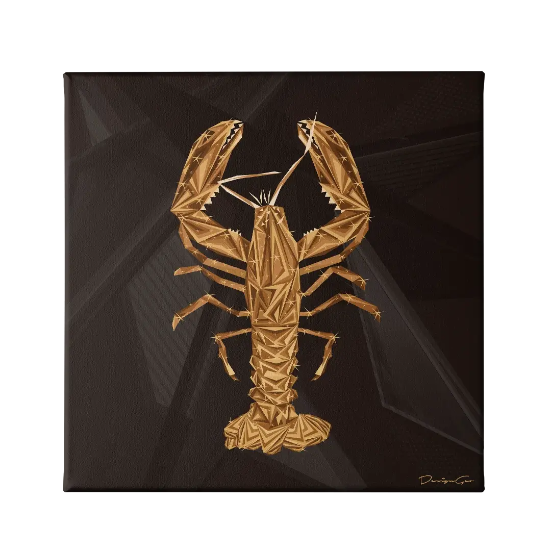 Golden Lobster Canvas Wall Art
