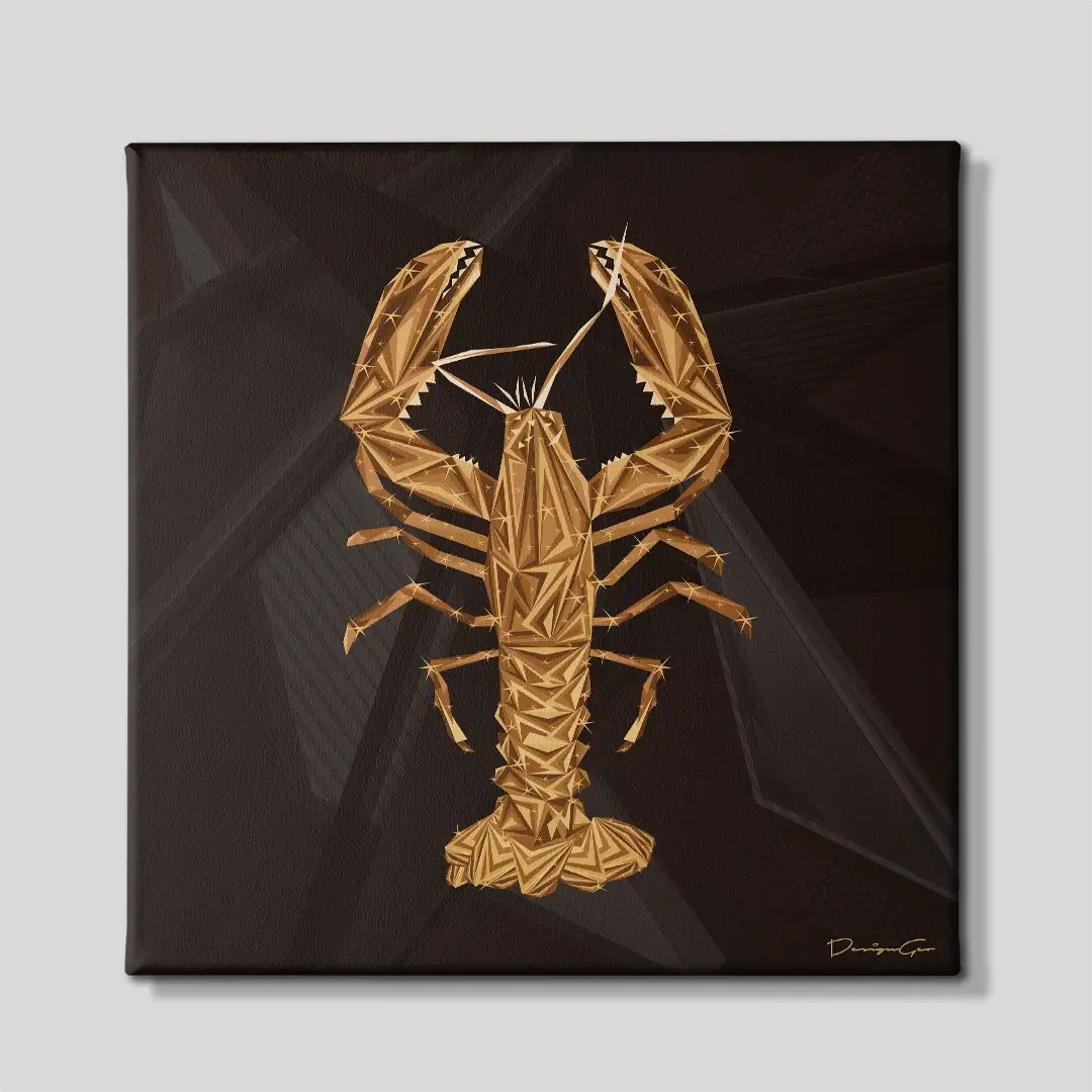 Golden Lobster Canvas Wall Art