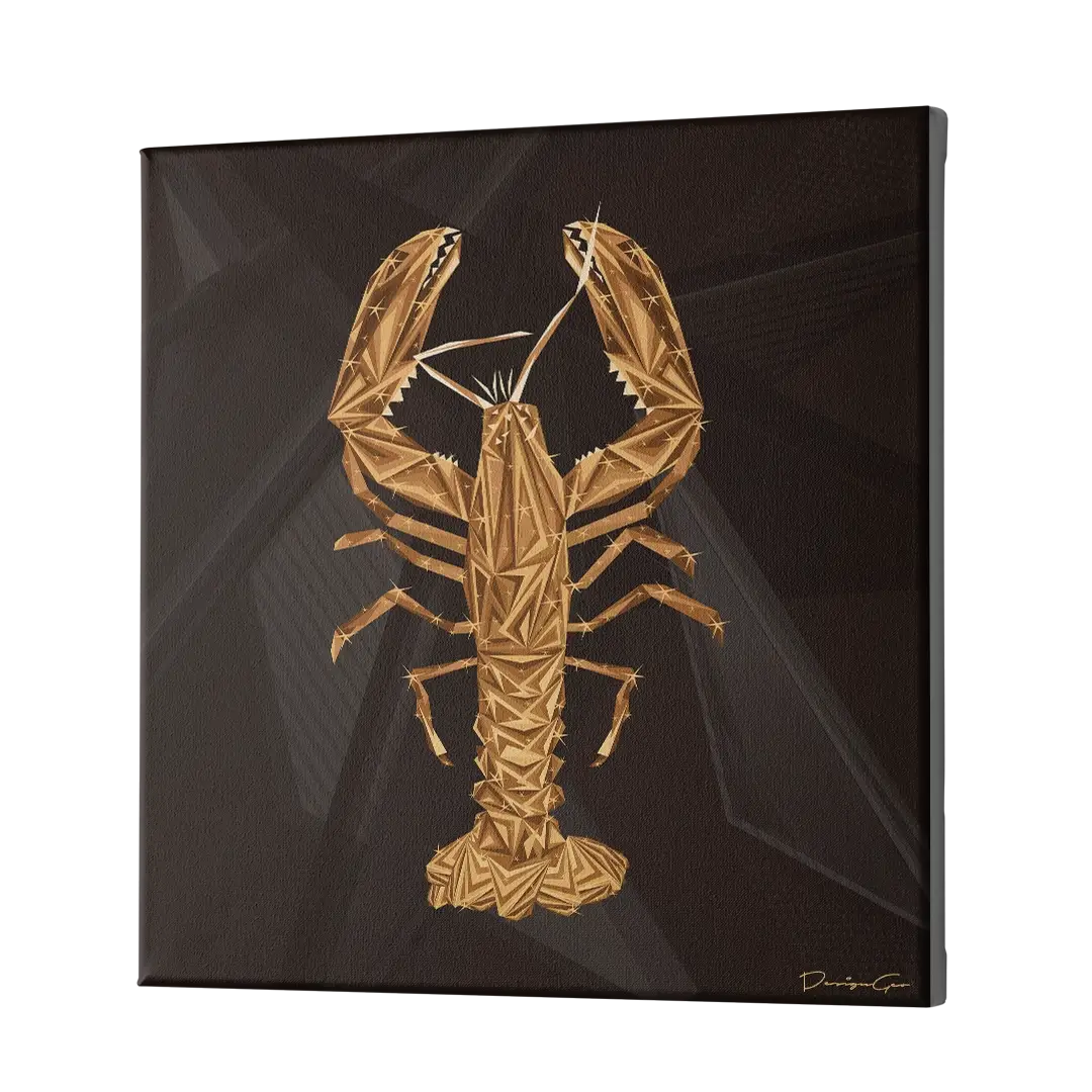 Golden Lobster Canvas Wall Art