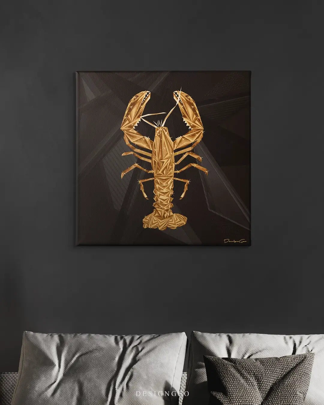 Golden Lobster Canvas Wall Art
