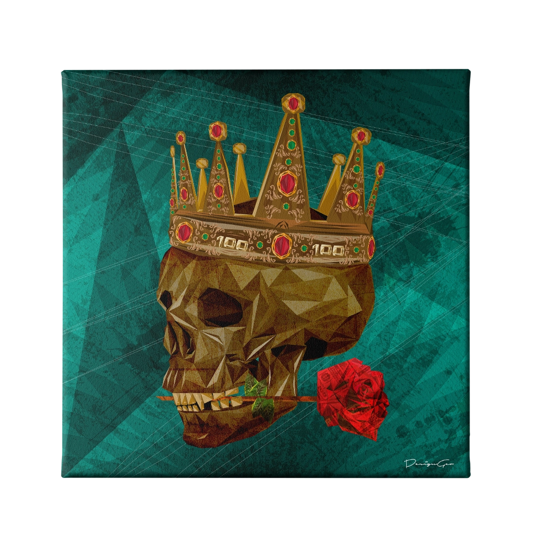 Golden Skull Canvas Wall Art