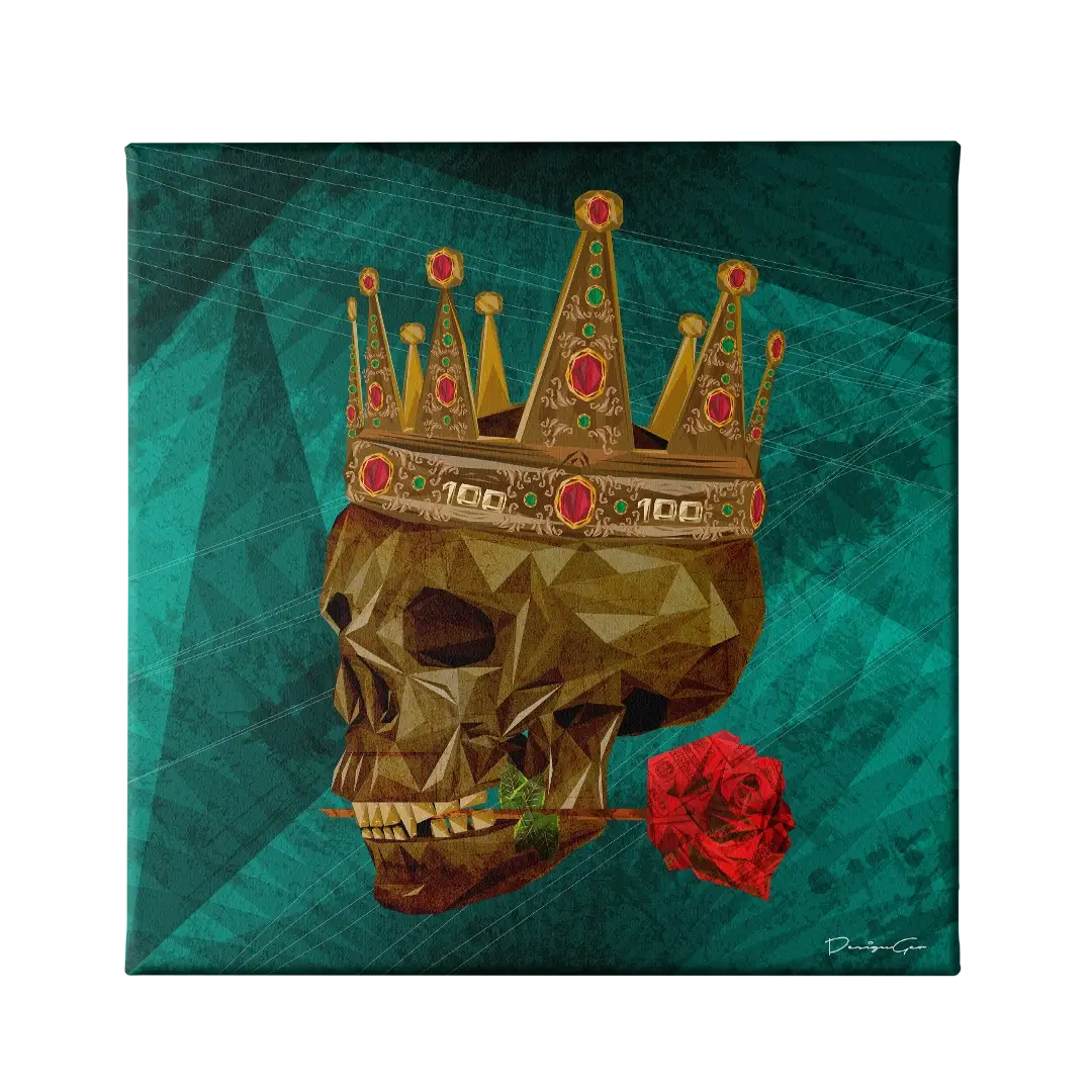 Golden Skull Canvas Wall Art