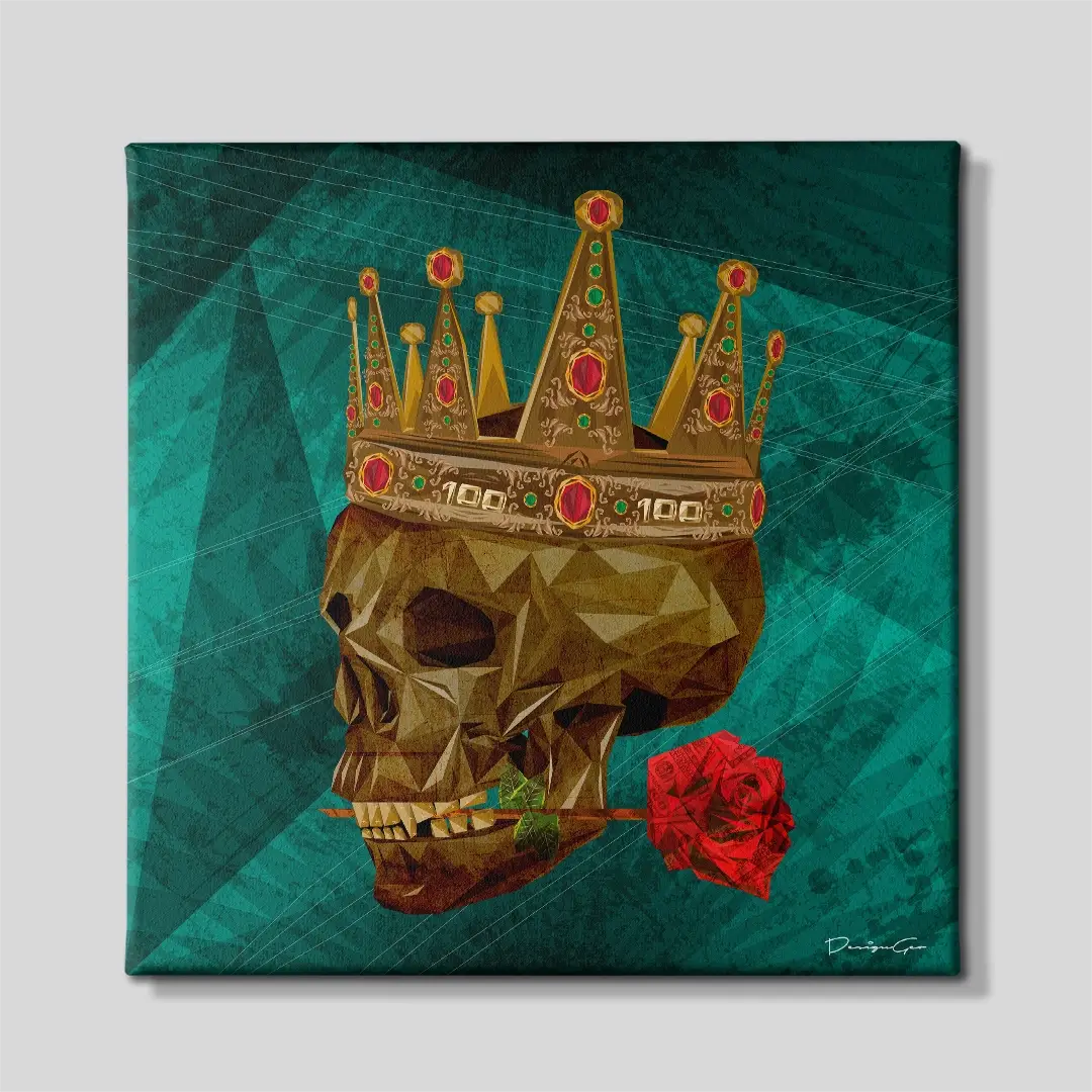 Golden Skull Canvas Wall Art