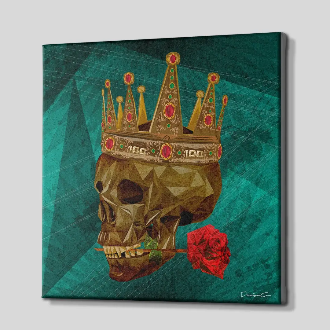 Golden Skull Canvas Wall Art