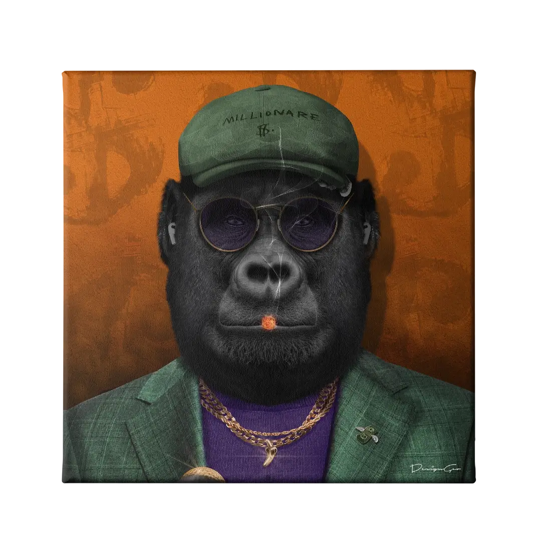 Golfer Gorilla Canvas Wall Art