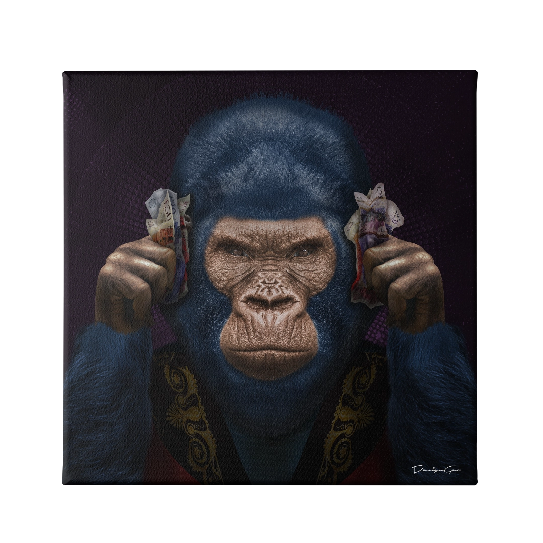 Hear No Evil limited edition square canvas print created by designgeo