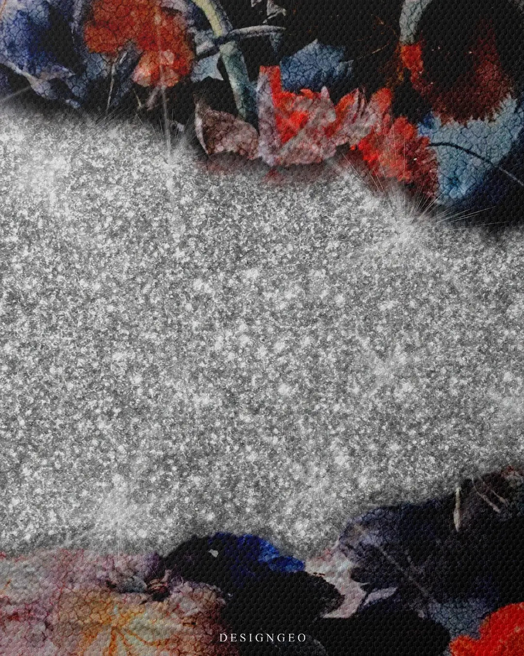 Artistic canvas illustration of diamonds revealing themselves beneath a layer of vintage floral painting, symbolizing inner wealth, discovery, and high-end sophistication