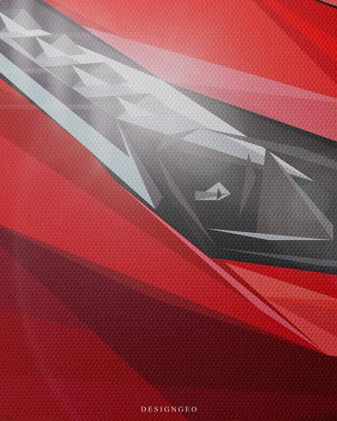 Artistic canvas illustration of a red luxury supercar front view, symbolizing speed, high-end performance, and premium automotive engineering