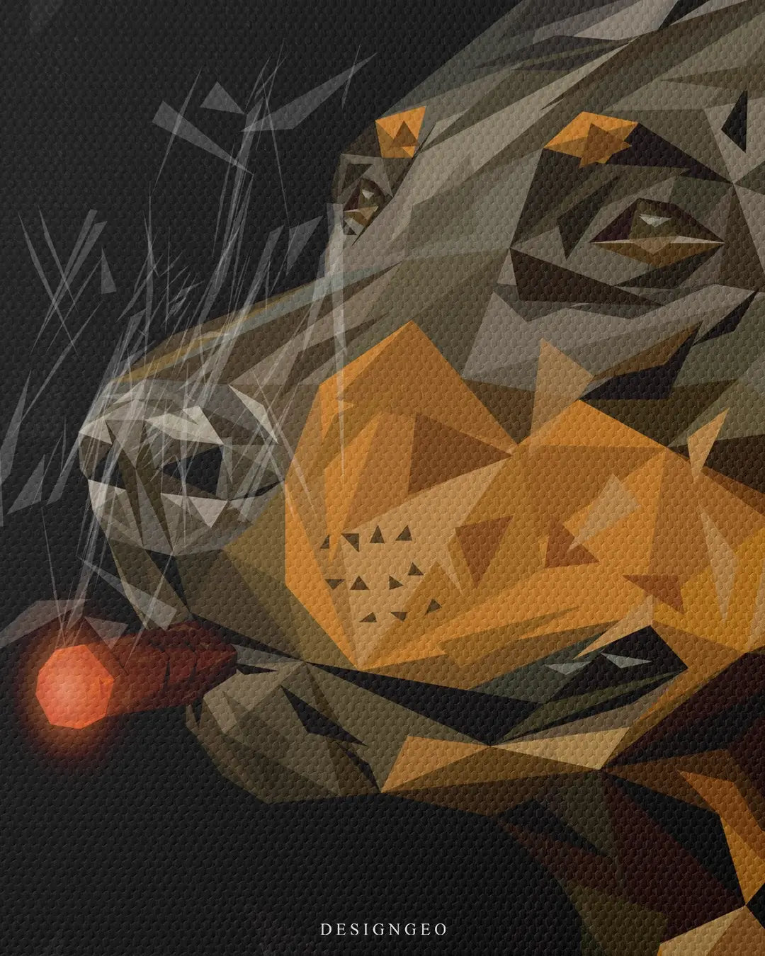 Artistic canvas illustration of a Doberman in a cinematic pose, symbolizing protection, elite status, and silent authority in a bold minimalist style