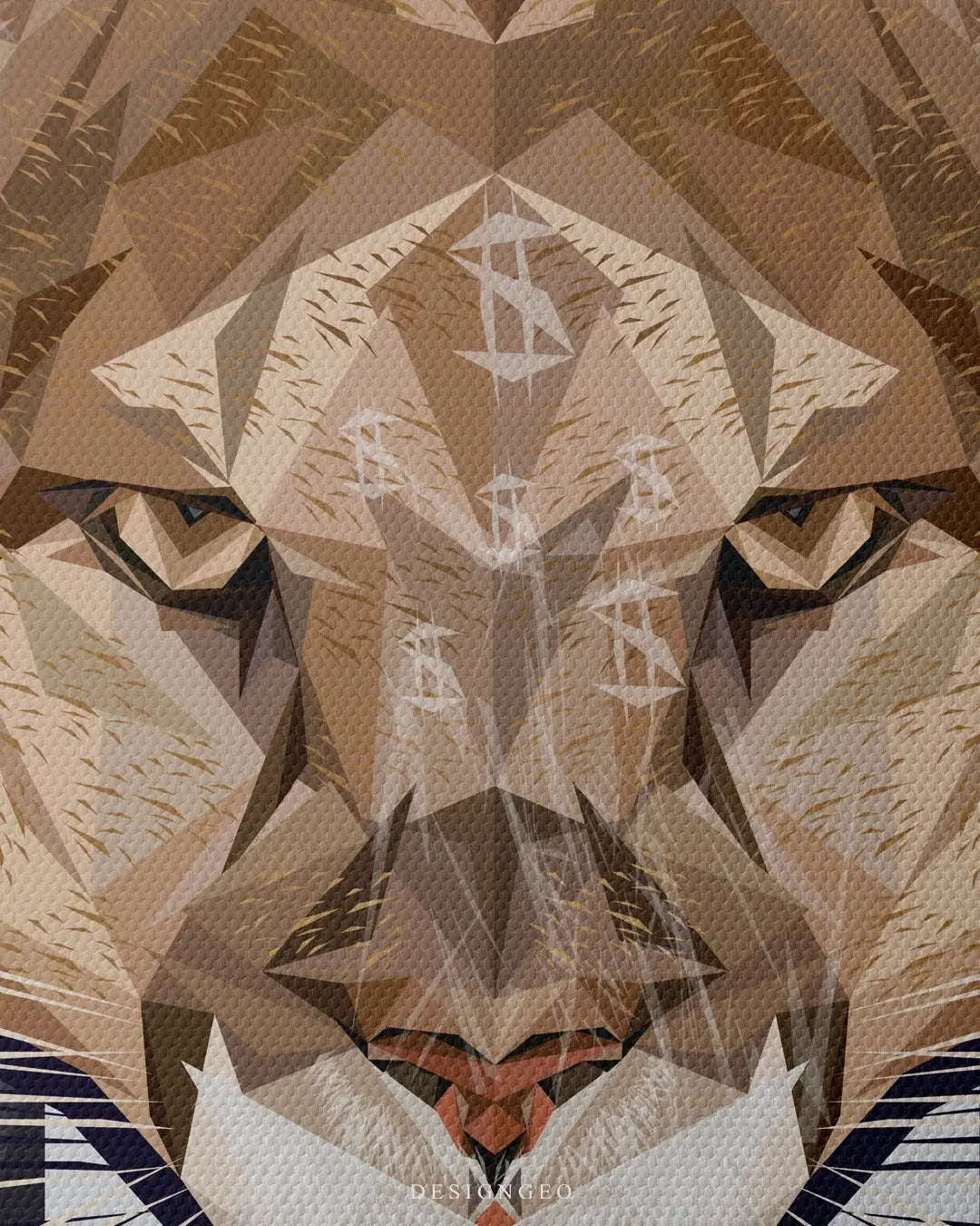 Artistic canvas illustration of a cougar, symbolizing strategic patience, vision, and leadership in a minimalist purple and black color palette