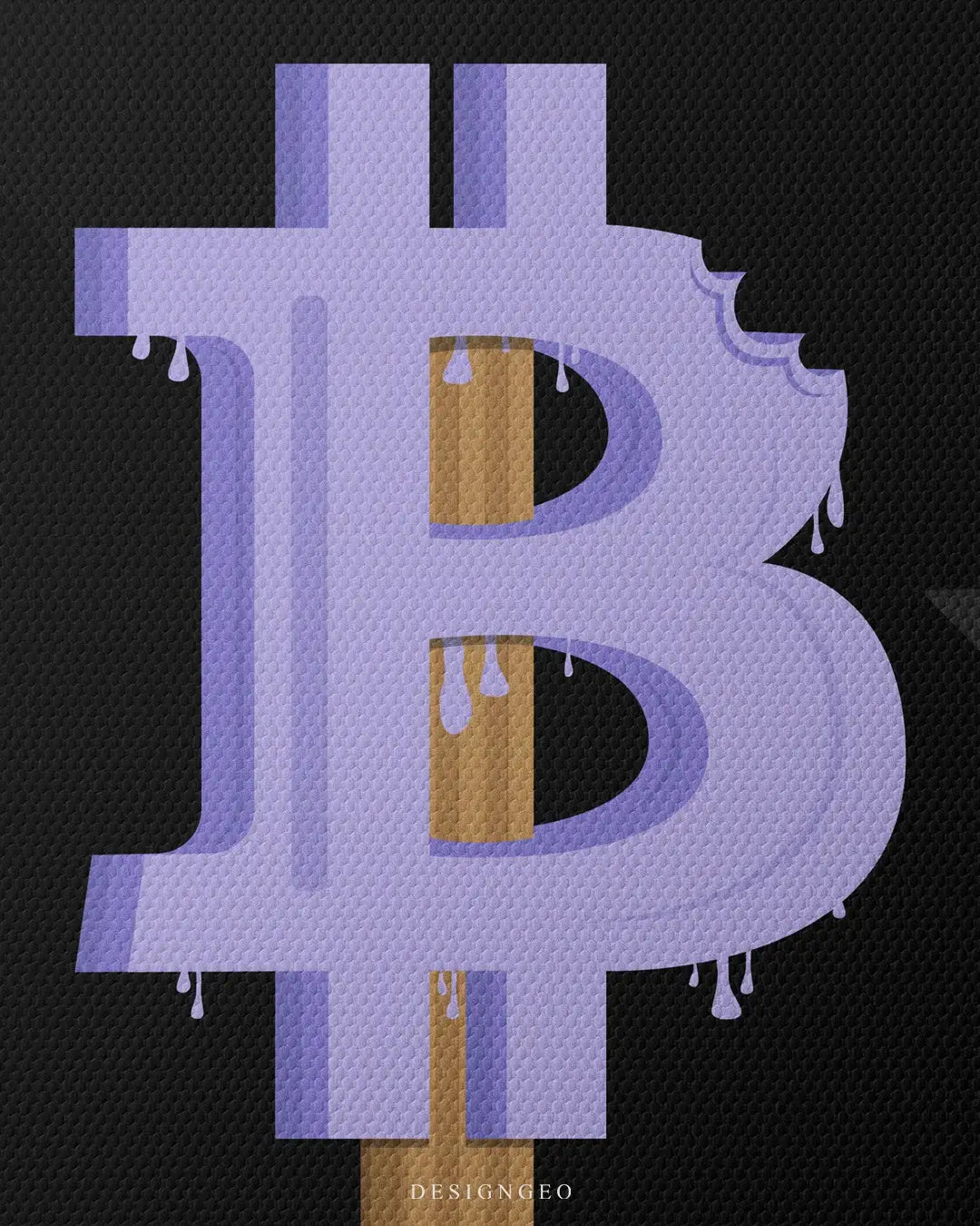 Artistic canvas illustration of a Bitcoin-shaped ice cream, symbolizing the rewards of smart investing and the sweet side of the financial market