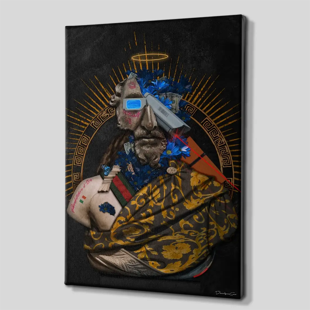 Side view of canvas wall art showing overall thickness