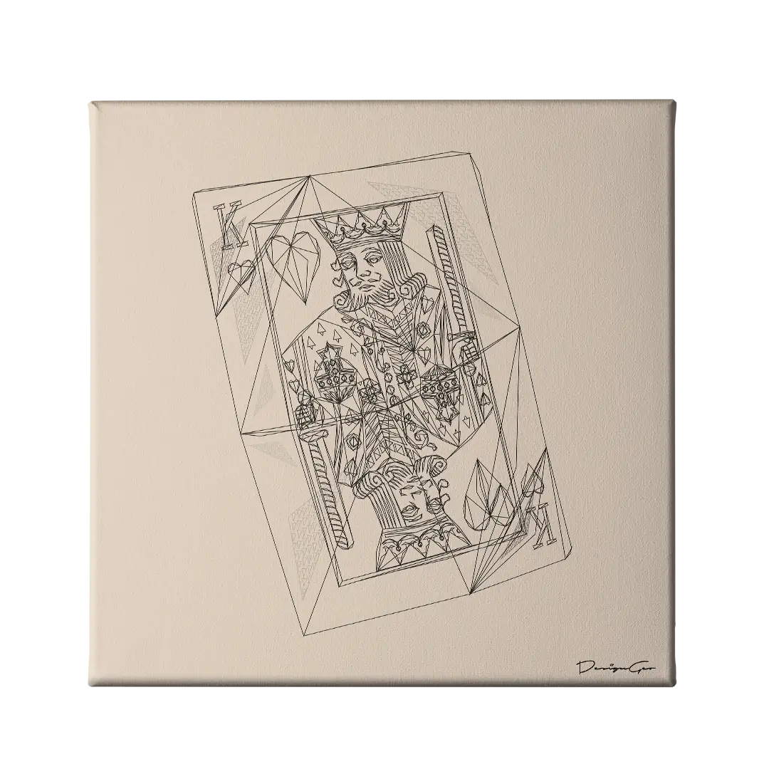 King of Hearts Outline Canvas Wall Art