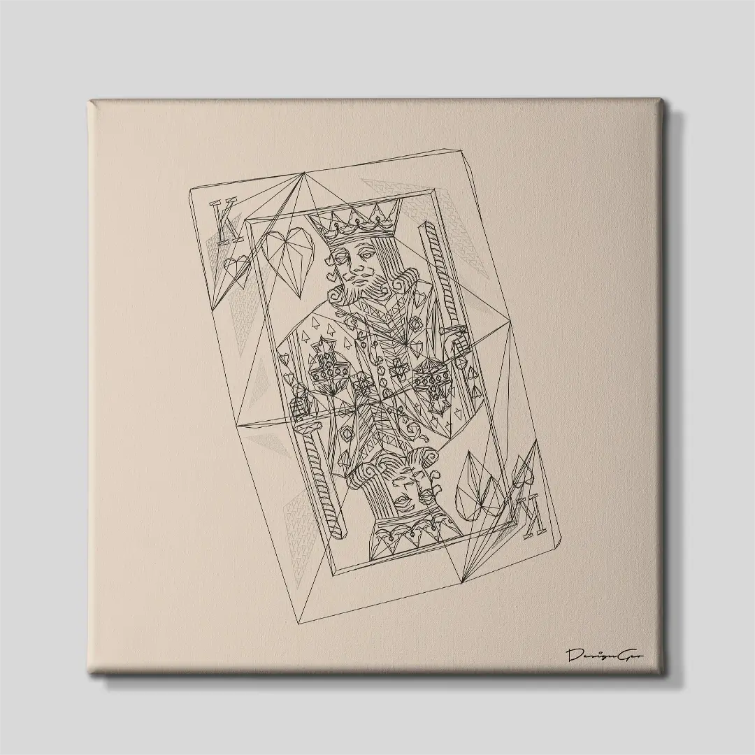 King of Hearts Outline Canvas Wall Art
