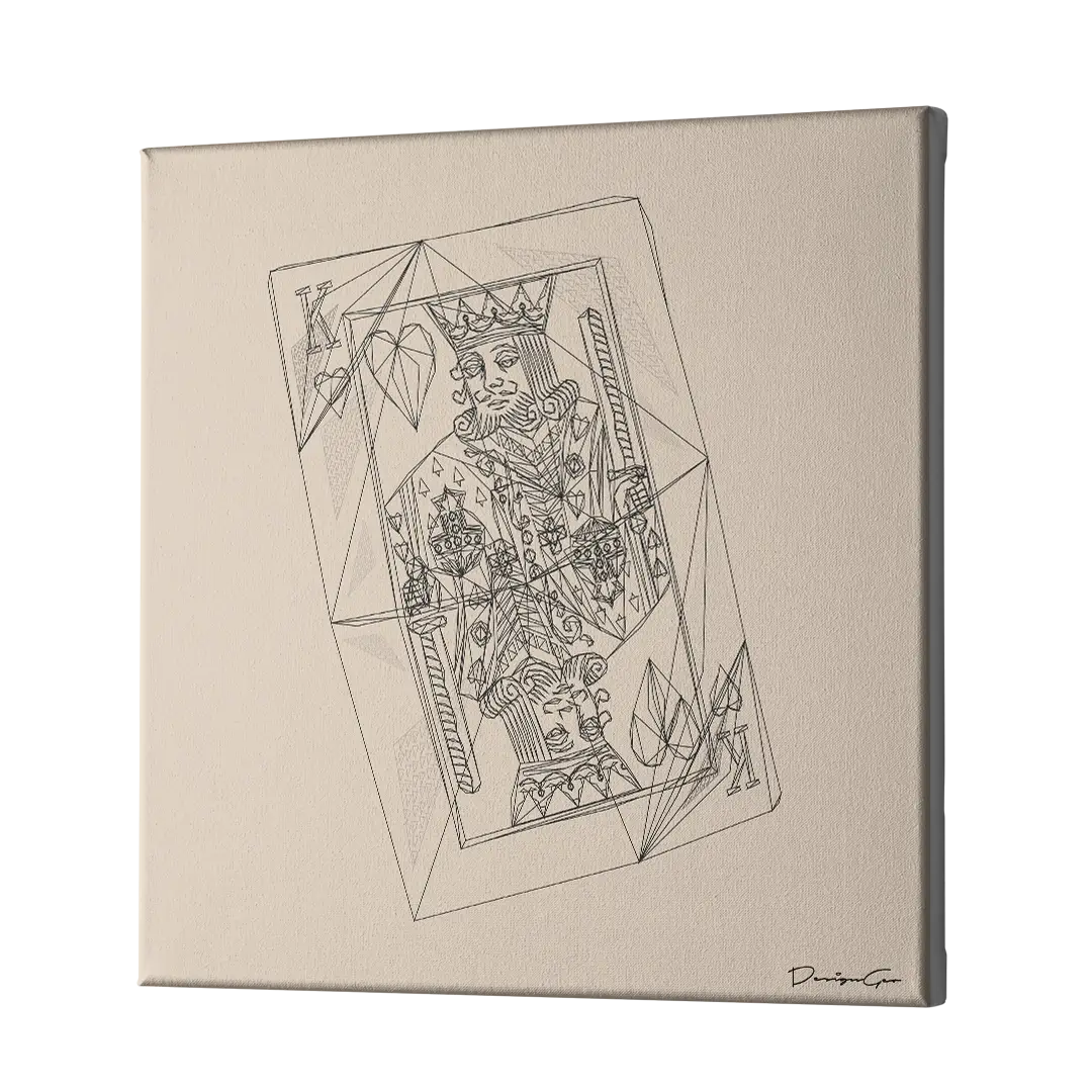 King of Hearts Outline Canvas Wall Art