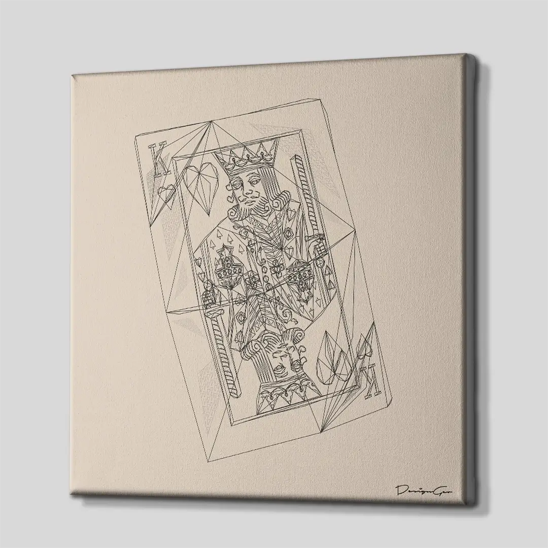 King of Hearts Outline Canvas Wall Art
