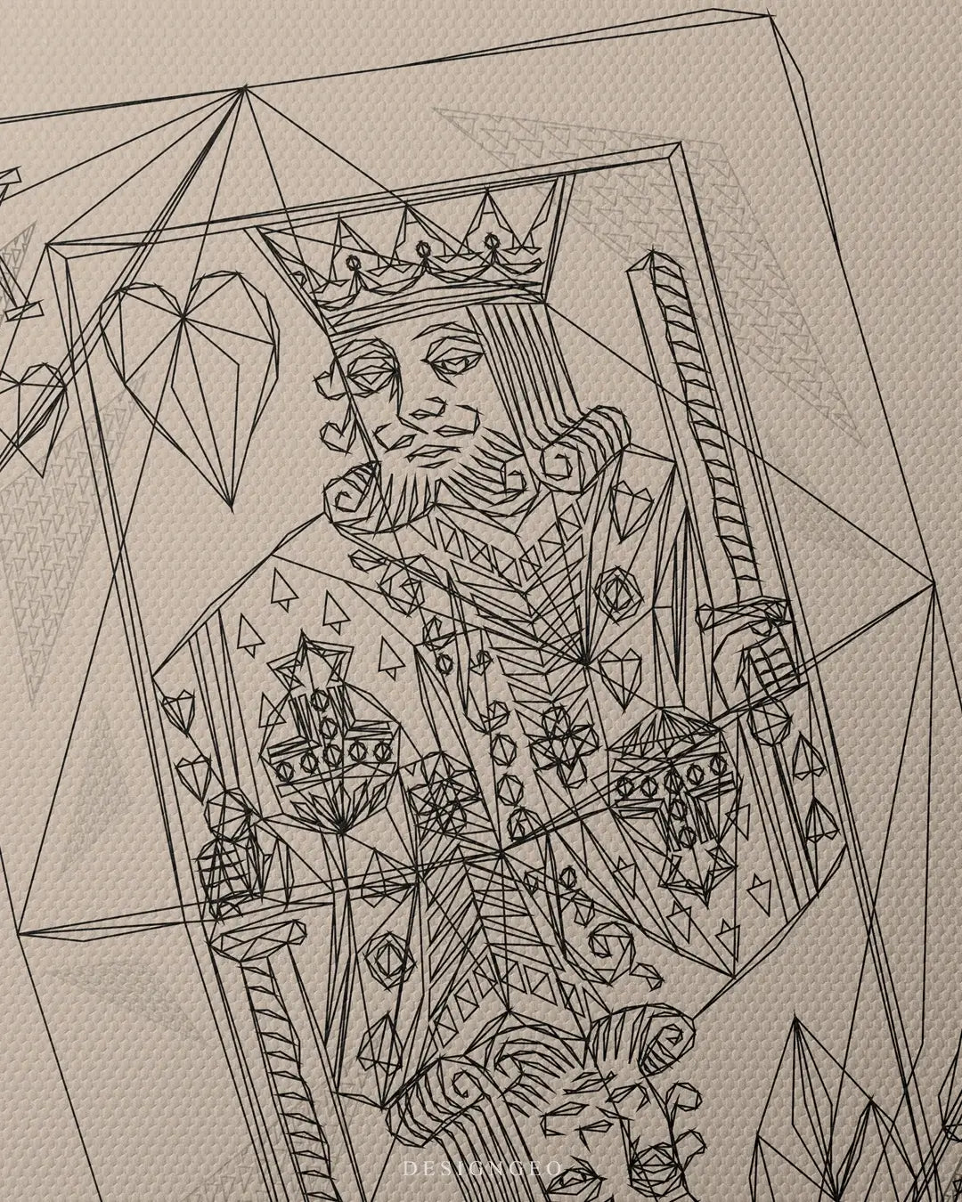 King of Hearts Outline Canvas Wall Art