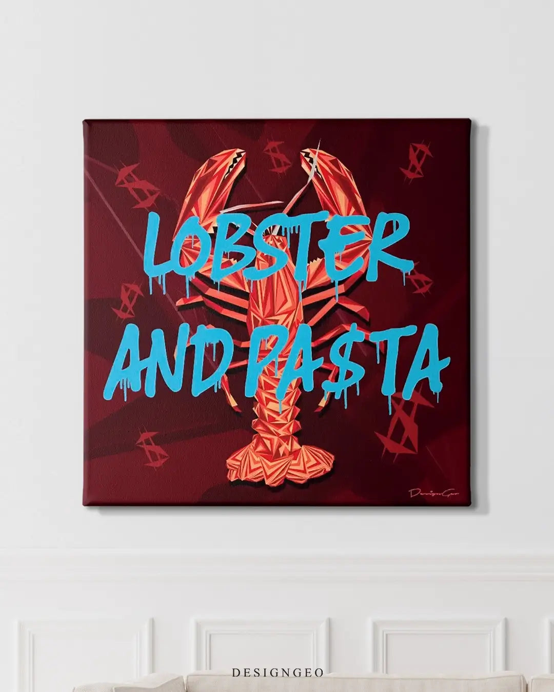Lobster And Pasta Canvas Wall Art