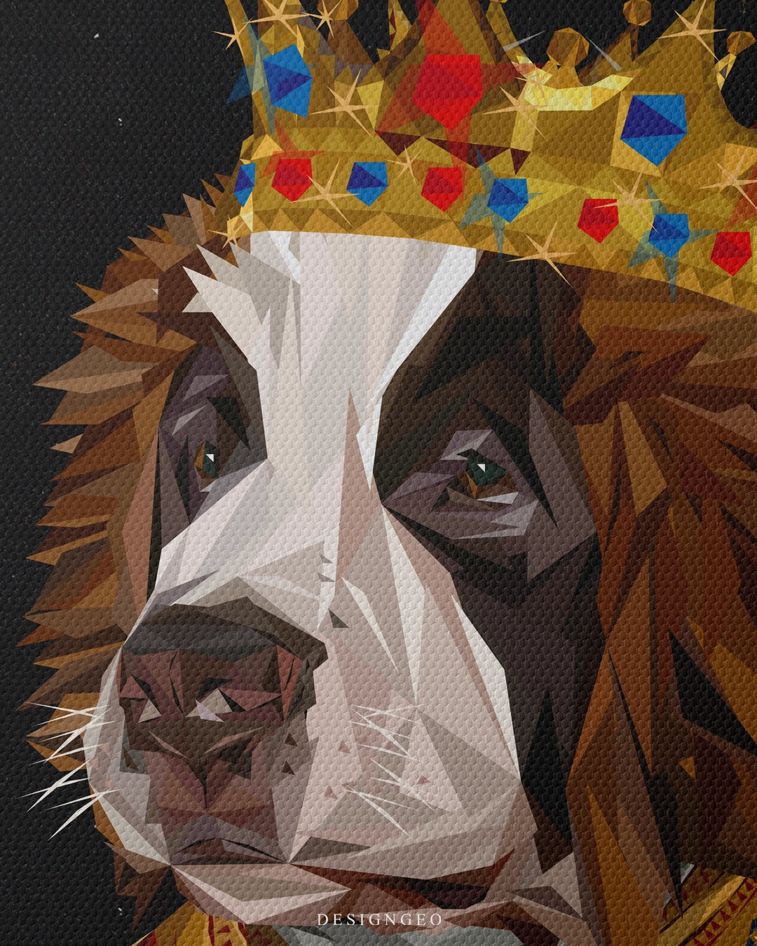 Artistic canvas illustration of a majestic Saint Bernard in a king's portrait style, symbolizing loyalty and nobility with a minimalist dark aesthetic