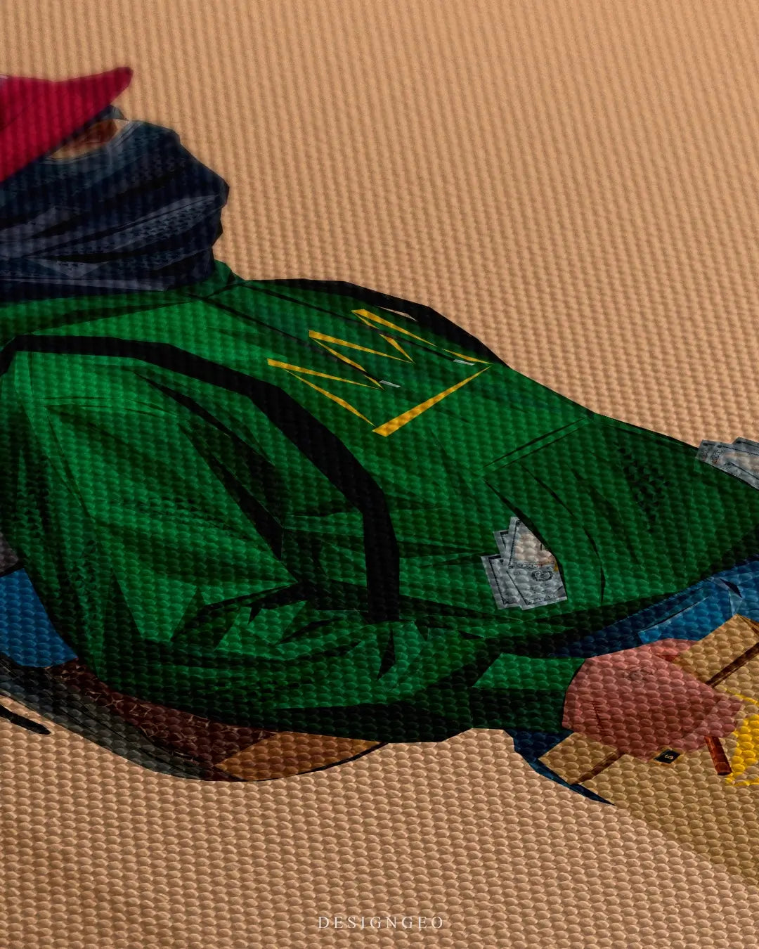 Close-up of canvas wall art edge showing stretched canvas fabric