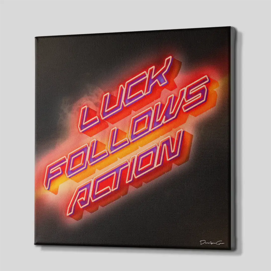 Side angle of the motivational typography canvas print, highlighting the high-quality gallery wrap finish and the professional 3D frame depth