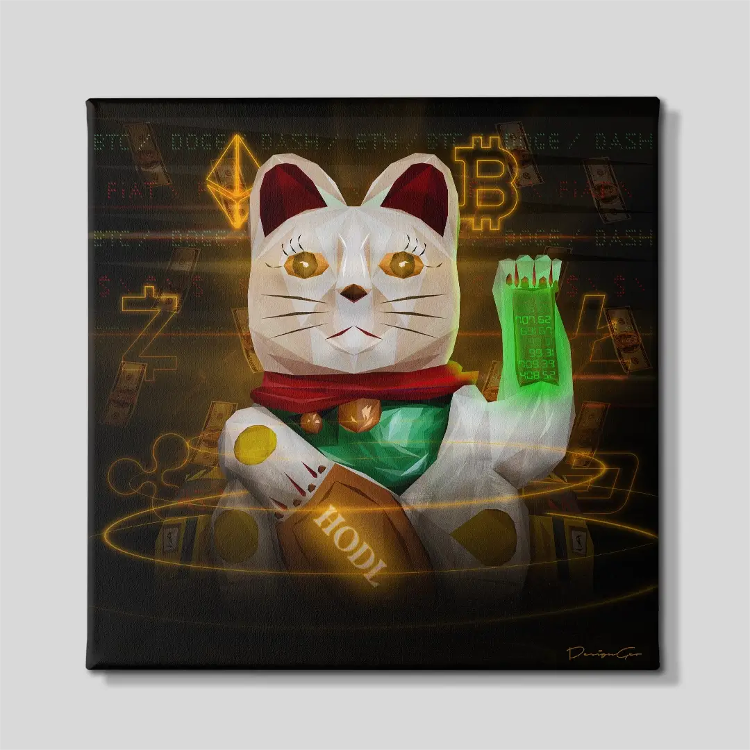 Maneki Neko Crypto Canvas Wall Art