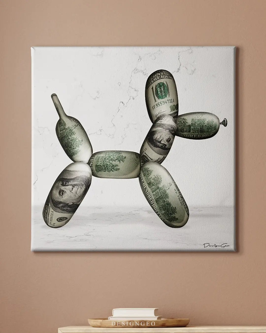 Money Balloon Dog Canvas Wall Art