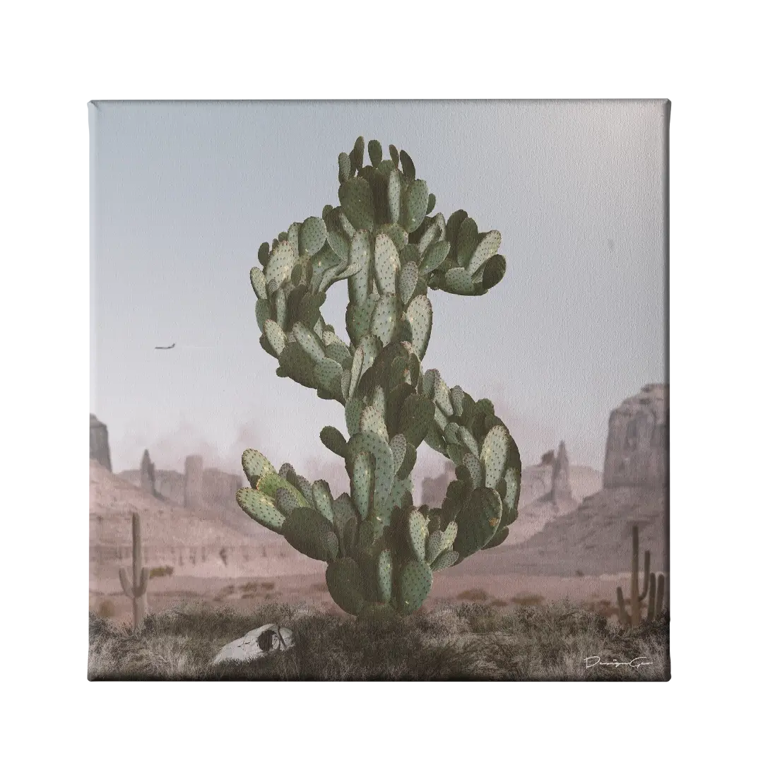 Money Cactus Canvas Wall Art