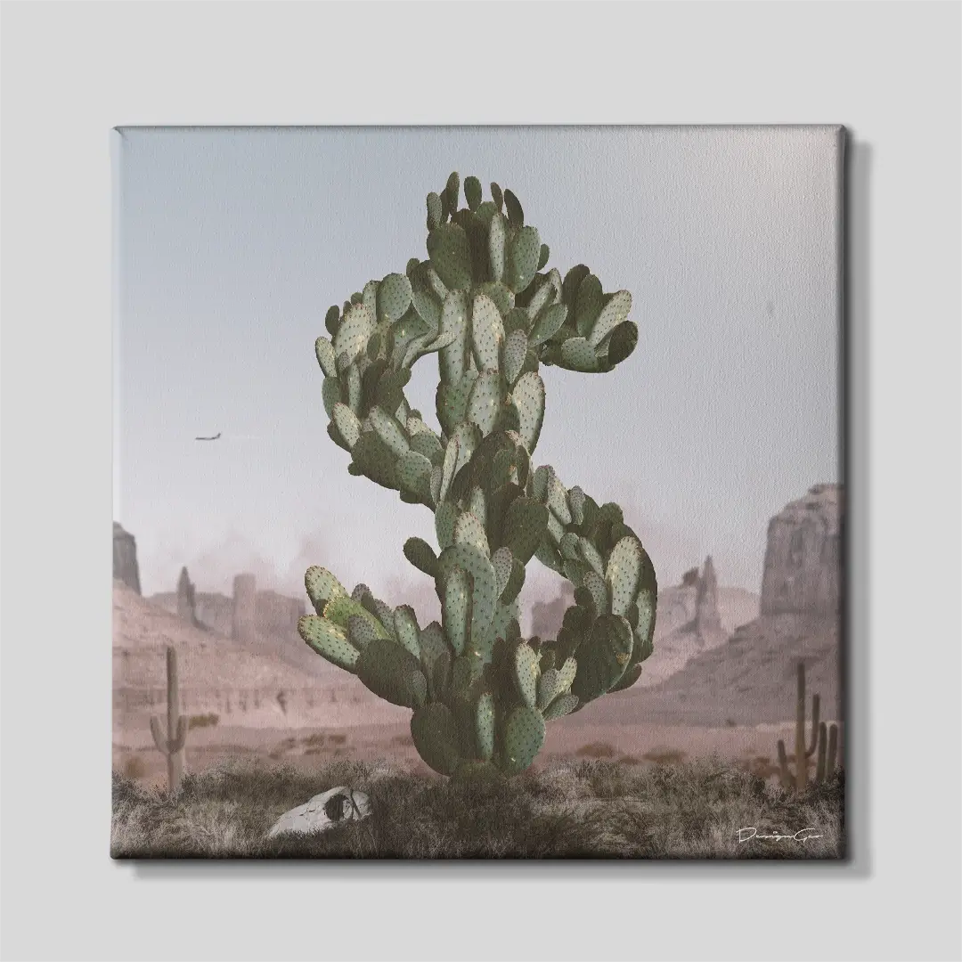 Money Cactus Canvas Wall Art