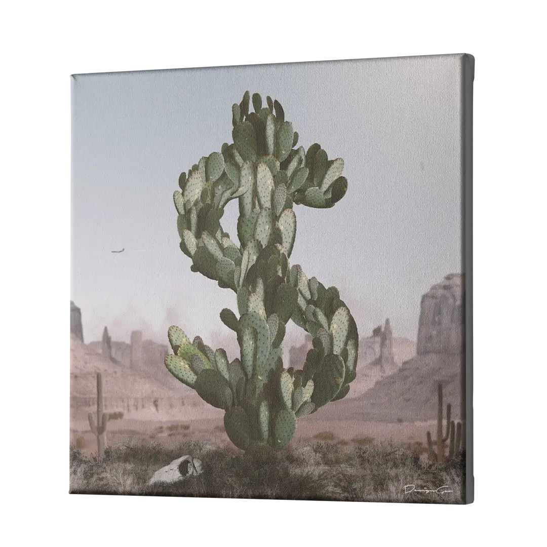 Money Cactus Canvas Wall Art