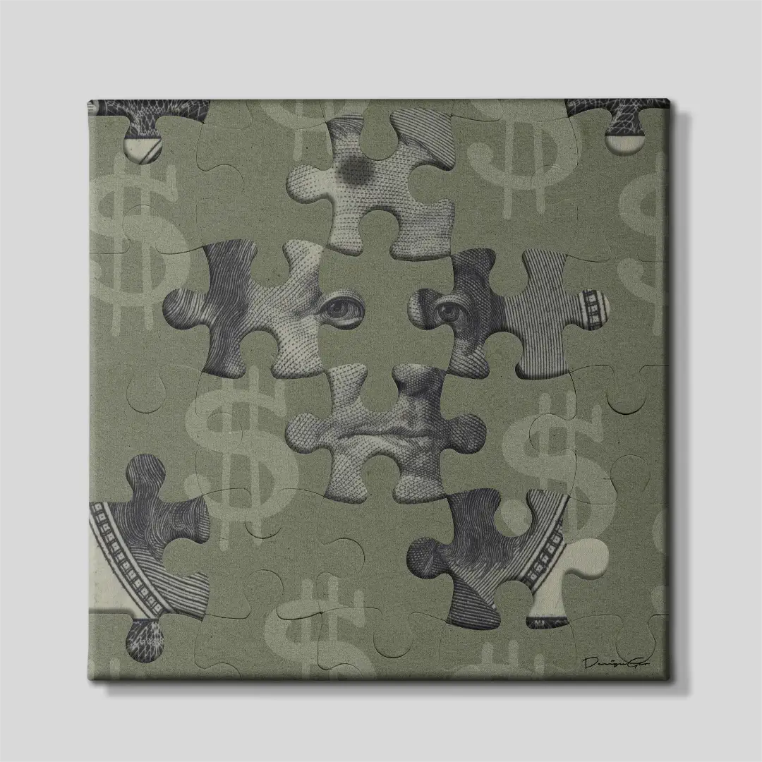 Money Puzzle Canvas Wall Art