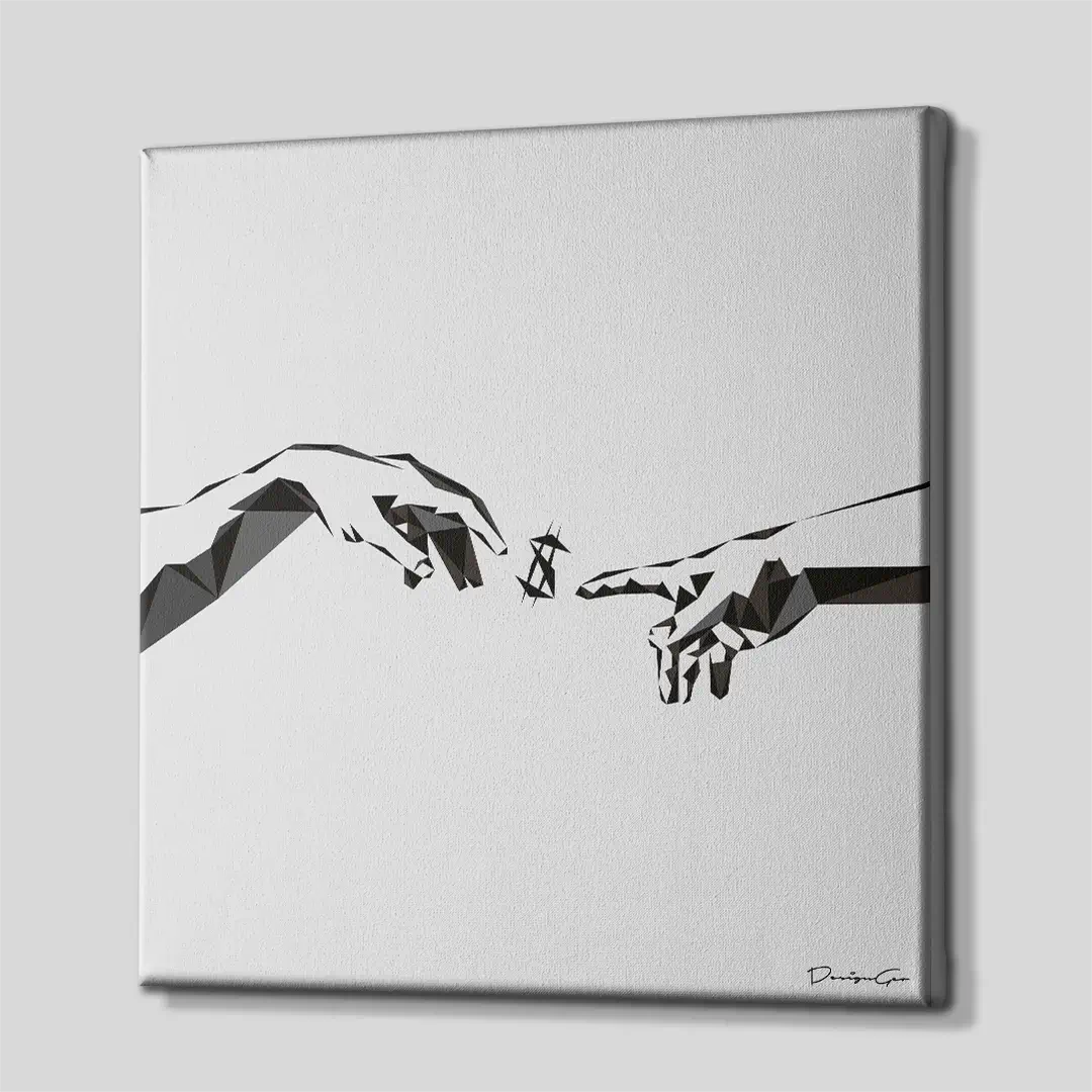 Side angle of the minimalist money pursuit canvas print, highlighting the high-quality gallery wrap finish and the professional 3D frame depth