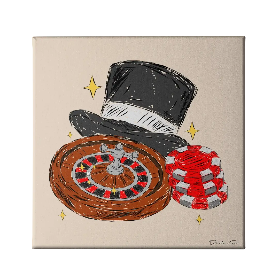 Monte Carlo Nights Outline Canvas Wall Art