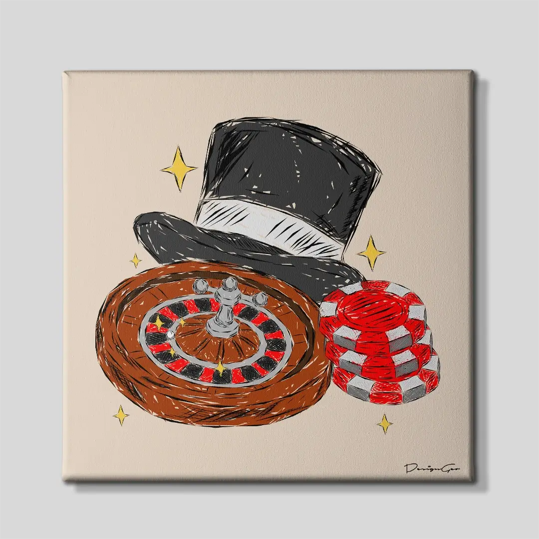 Monte Carlo Nights Outline Canvas Wall Art