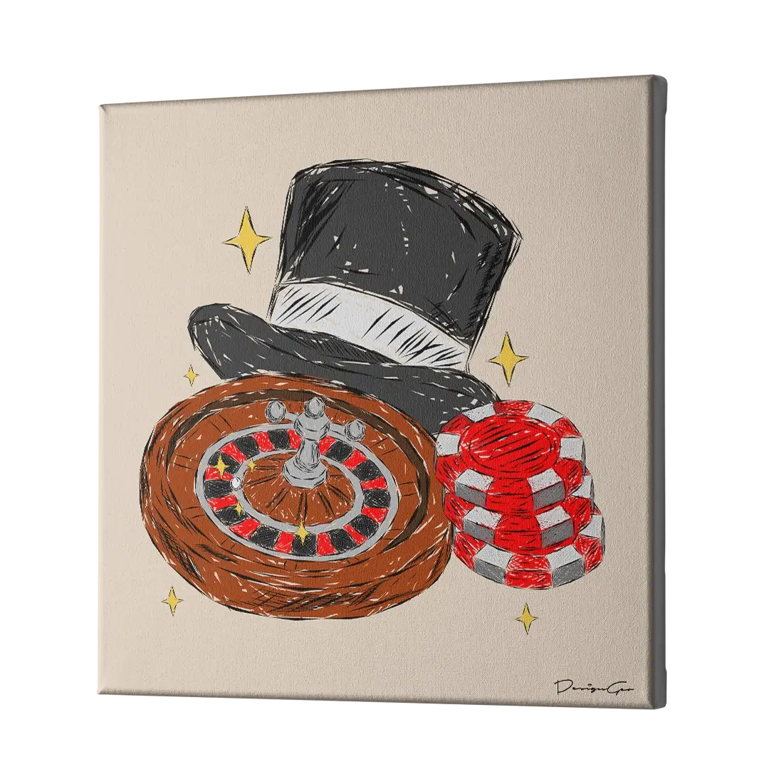 Monte Carlo Nights Outline Canvas Wall Art